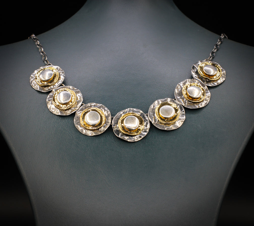 "Shaybot" collection silver & gold plated necklace