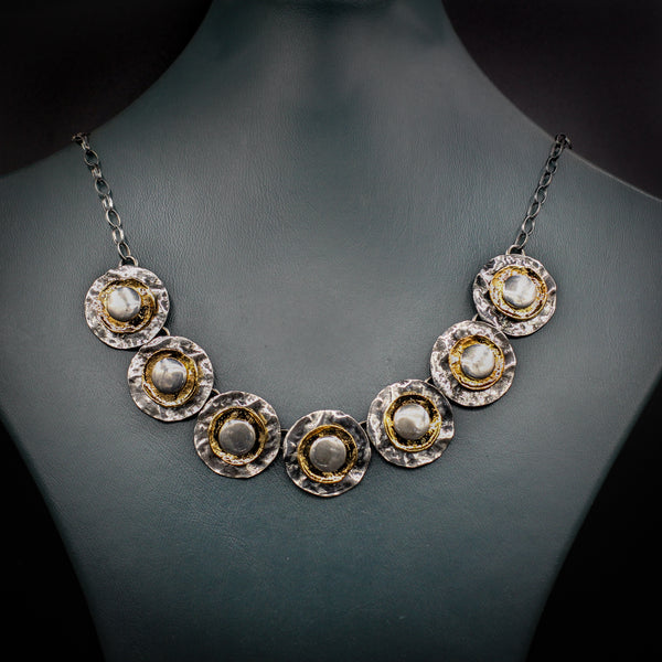 "Shaybot" collection silver & gold plated necklace