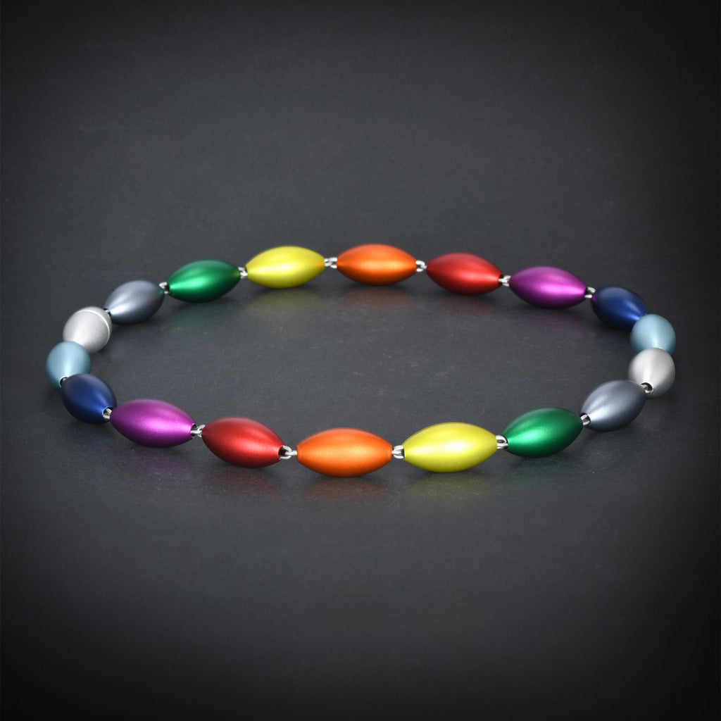 "Colorful aluminum" collection oval shapes necklace