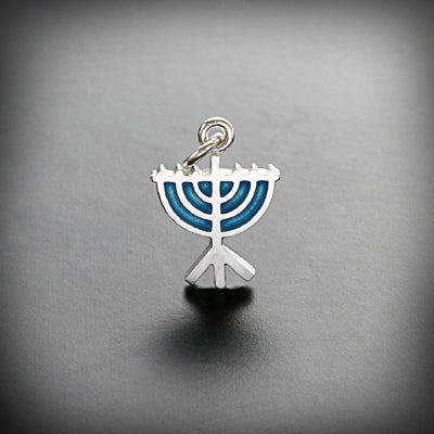 Menorah gold/silver and enamel pendant