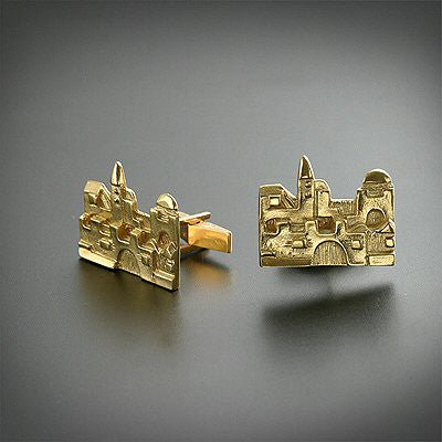 Old city of jerusalem skyline gold cufflinks