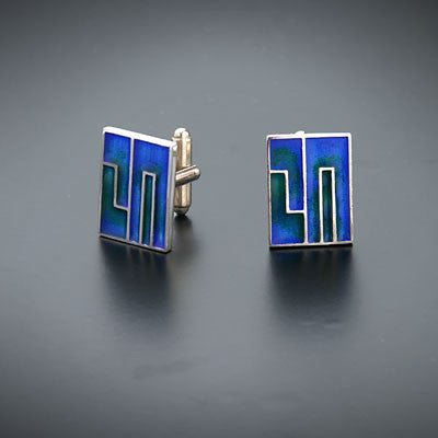 Chai silver and enamel cufflinks