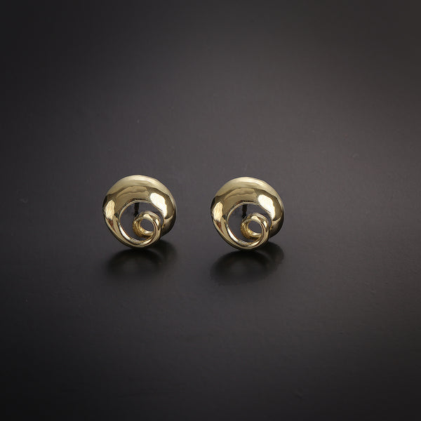 Spiral casual stud gold earrings