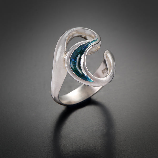 Wavy sahpe silver & enamel ring