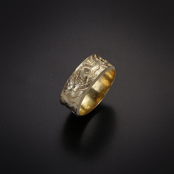 engrave texture gold ring